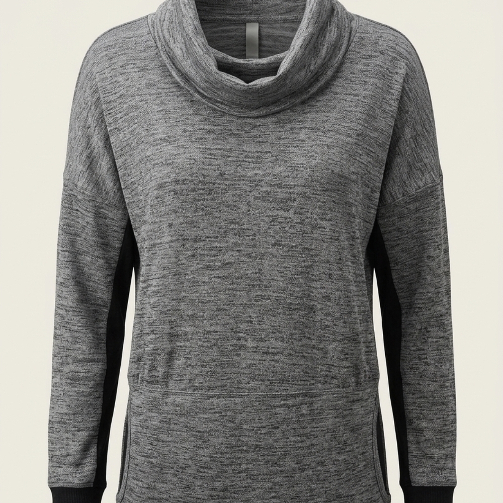 Athleta Heathered Gray Cowl Neck Sweater